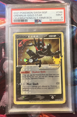 PSA 9 Gold Star Greninja SWSH144 Celebrations Black Star Pokemon TCG Graded Card - Image 1