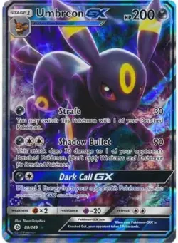 Pokemon Umbreon GX TCG Full Art Ultra Rare Holo Card #80 Sun and Moon - Image 2