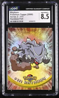 CGC 8.5 Rhyhorn 2000 Series 2 Topps 111 Rainbow Foil Pokemon Card - Image 1