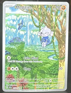Pokemon TCG Meditite 153/142 Sv07: Stellar Crown Illustration Rare Holo Card - Image 1