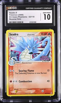 CGC 10 Seadra EX Holon Phantoms 52/110 Reverse Holo Stamped Pokemon Card - Image 1