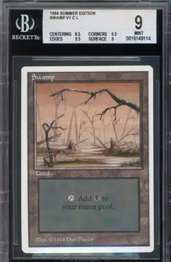 MINT BGS 9 Summer Magic Swamp {ORANGE SKY} ~ w/2x 9.5 SUBs ~ Vintage MTG!!! - Image 1