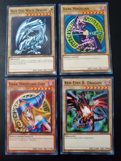 Yugioh Blue Eyes White Dragon Dark Magician Girl Red Eyes Black 4 Card Set - Image 1