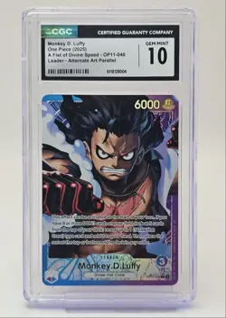 MONKEY D. LUFFY 2025 ONE PIECE ALTERNATE ART PARALLEL OP11-040 CGC 10 Q6588 - Image 1