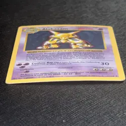 Pokemon Alakazam TCG Card 1/102 Base Set, Shadowless, Unlimited Holo Rare MP - Image 2