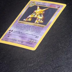 Pokemon Alakazam TCG Card 1/102 Base Set, Shadowless, Unlimited Holo Rare MP - Image 3