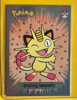 💥 Shiny MEOWTH Pokemon Vintage Art CARD Metallic Foil Collectible Anime NM💥 - Image 1