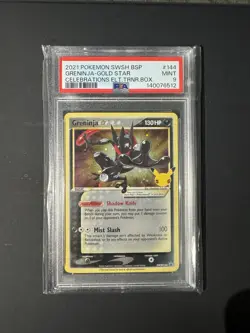2021 Pokemon Celebrations Greninja Gold Star SWSH144 Black Star Promo Card PSA 9 - Image 1