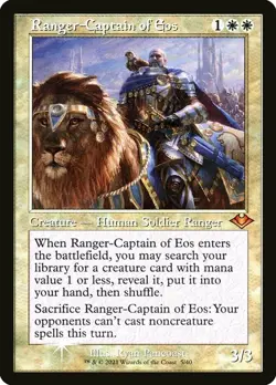 1x Ranger-Captain of Eos - Foil Etched - Retro Frame Light Play MTG Magic - Kid - Image 1