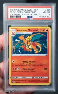 2022 POKEMON SWSH BLACK STAR PROMO #075 SPECIAL DELIVERY CHARIZARD-HOLO PSA 8 - Image 1