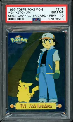 1999 Topps Pokemon Series 1 Ash Ketchum & Pikachu Rainbow #TV1 PSA 10 GEM MINT - Image 1