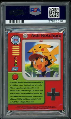 1999 Topps Pokemon Series 1 Ash Ketchum & Pikachu Rainbow #TV1 PSA 10 GEM MINT - Image 2