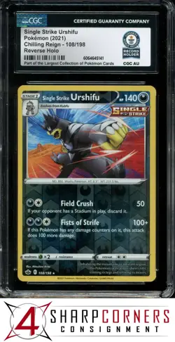 2021 POKEMON SWSH CHILLING REIGN #108 SINGLE STRIKE URSHIFU REV HOLO CGC AUTH - Image 1