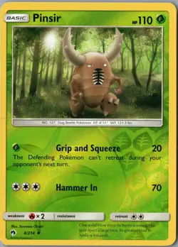 Pinsir Uncommon SM - Lost Thunder 4/214 NM Reverse Holo - Pokemon - Image 1