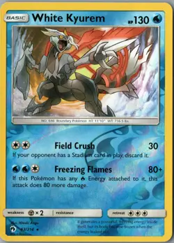White Kyurem Rare SM - Lost Thunder 63/214 NM Reverse Holo - Pokemon - Image 1