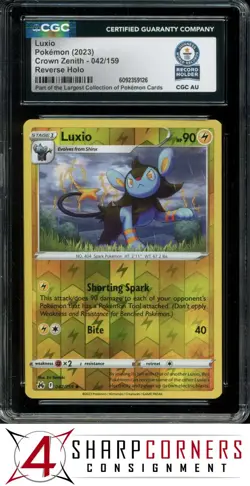 2023 POKEMON SWORD & SHIELD CROWN ZENITH #042 LUXIO REVERSE HOLO CGC AUTHENTIC - Image 1