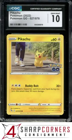 2022 POKEMON GO #027 PIKACHU CGC 10 - Image 1