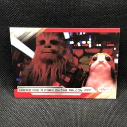 CHEWIE AND A PORG ON THE FALCON STAR WARS Topps The Last Jedi Card No.95 FROM JP - Image 1