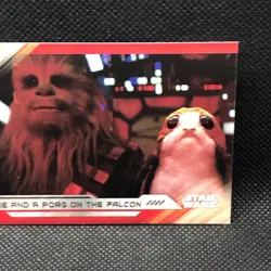CHEWIE AND A PORG ON THE FALCON STAR WARS Topps The Last Jedi Card No.95 FROM JP - Image 3