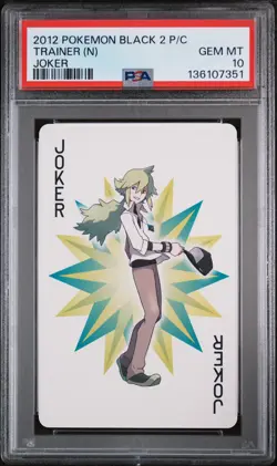 2012 POKEMON BLACK 2 PLAYING CARDS JOKER TRAINER (N) PSA 10 - Image 1