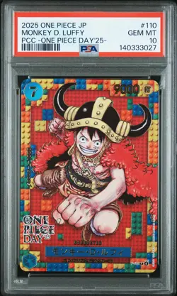 2025 ONE PIECE JPN PREM CARD COLL -ONE PIECE DAY'25- #110 MONKEY D. LUFFY PSA 10 - Image 1