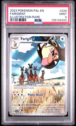 2023 POKEMON PAL EN-PALDEA EVOLVED ILLUSTRATION RARE #228 FARIGIRAF PSA 9 - Image 1