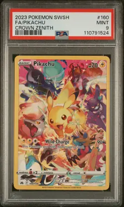 2023 POKEMON SWORD & SHIELD CROWN ZENITH #160 FULL ART/PIKACHU PSA 9 - Image 1