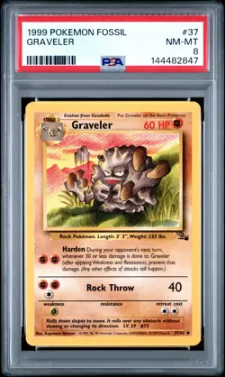 1999 POKEMON FOSSIL #37 GRAVELER PSA 8 - Image 1