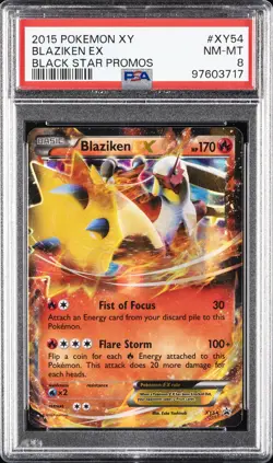 2015 POKEMON XY BLACK STAR PROMOS #XY54 BLAZIKEN EX PSA 8 - Image 1