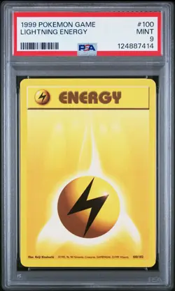 1999 POKEMON BASE SET UNLIMITED #100 LIGHTNING ENERGY PSA 9 - Image 1