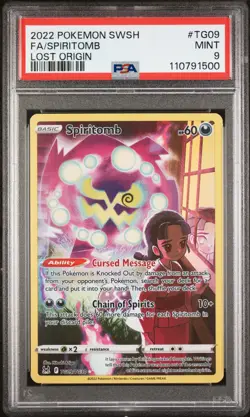 2022 POKEMON SWORD & SHIELD LOST ORIGIN #TG09 FULL ART/SPIRITOMB PSA 9 - Image 1
