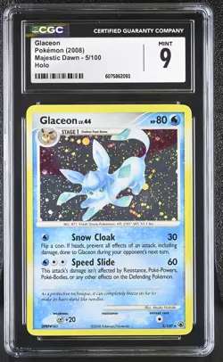 CGC 9 MINT Glaceon 2008 Majestic Dawn 5/100 Holo Pokemon Card - Image 1