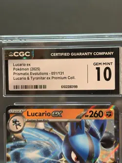 CGC 10 GEM MINT Lucario ex 051/131 Stamp – Prismatic Evolutions Premium - Image 5