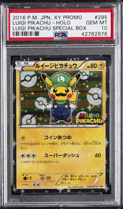 2016 POKEMON JPN XY PROMO HOLO-LUIGI PIKACHU SPECIAL BOX LUIGI PIKACHU PSA 10 - Image 1