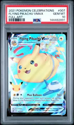 2021 POKEMON CELEBRATIONS #007 FULL ART/FLYING PIKACHU VMAX PSA 10 - Image 1