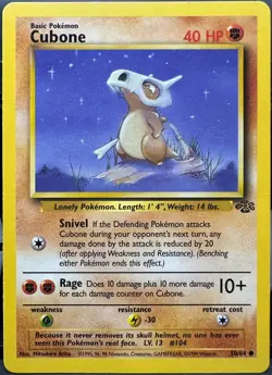 Cubone 50/64 Jungle Pokemon TCG 1999 MP - Image 1