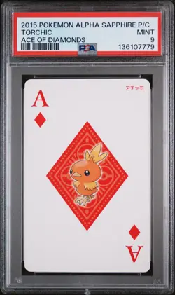 2015 POKEMON ALPHA SAPPHIRE PLAYING CARDS ACE OF DIAMONDS TORCHIC PSA 9 - Image 1