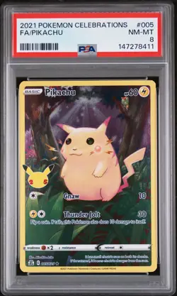 2021 POKEMON CELEBRATIONS #005 FULL ART/PIKACHU PSA 8 - Image 1