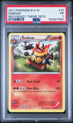 2011 POKEMON B&W RED FRENZY THEME DECK #19 EMBOAR PSA 1 - Image 1
