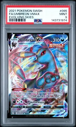 2021 POKEMON SWORD & SHIELD EVOLVING SKIES #095 FULL ART/UMBREON VMAX PSA 9 - Image 1