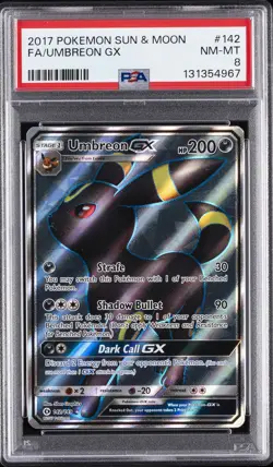 2017 POKEMON SUN & MOON #142 FULL ART/UMBREON GX PSA 8 - Image 1