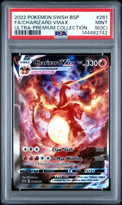 2022 POKEMON SWSH BLACK STAR PROMO #261 FULL ART/CHARIZARD VMAX PSA 9 - Image 1