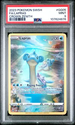 2023 POKEMON SWORD & SHIELD CROWN ZENITH #GG05 FULL ART/LAPRAS PSA 9 - Image 1