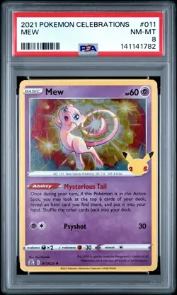 2021 POKEMON CELEBRATIONS #011 MEW PSA 8 - Image 1