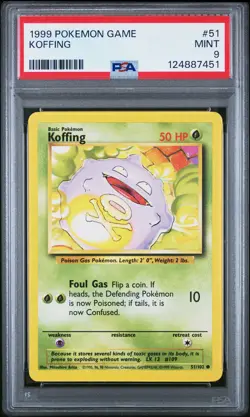 1999 POKEMON BASE SET UNLIMITED #51 KOFFING PSA 9 - Image 1