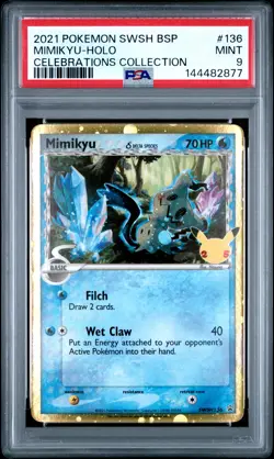 2021 POKEMON SWSH BLACK STAR PROMO CELEBRATIONS COLL #136 MIMIKYU-HOLO PSA 9 - Image 1