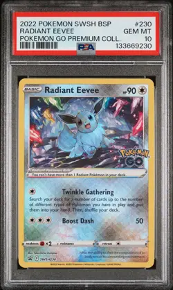 2022 POKEMON SWSH BLACK STAR PROMO POKEMON GO PREMIUM #230 RADIANT EEVEE PSA 10 - Image 1