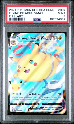 2021 POKEMON CELEBRATIONS #007 FULL ART/FLYING PIKACHU VMAX PSA 9 - Image 1
