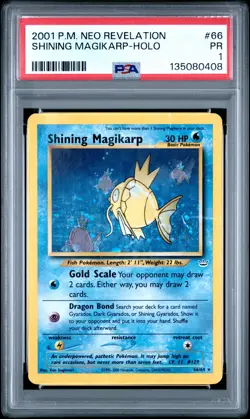 2001 POKEMON NEO REVELATION #66 SHINING MAGIKARP-HOLO PSA 1 - Image 1