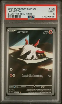 2024 POKEMON SSP EN-SURGING SPARKS ILLUSTRATION RARE #196 LARVESTA PSA 9 - Image 1